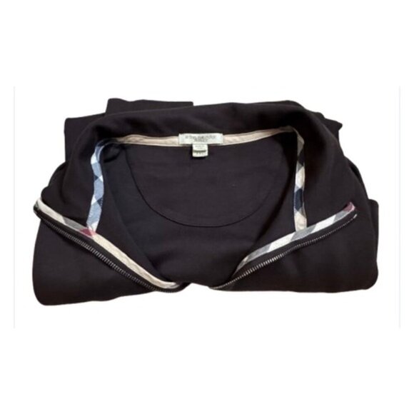 Burberry Brit XXL Cigar Brown Tartan Novacheck Trim 1/4 Zip Roadster Sweater - Picture 11 of 16